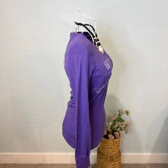 Cute vintage y2k Roxy Purple tight Henley long sleeve top - Picture 5 of 7
